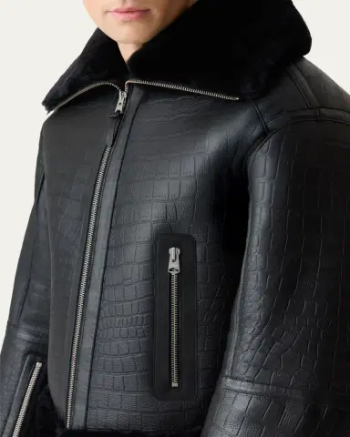 Mackage Men's Memphis Croc-Effect Oversized Shearling Jacket | Thumbnail 5 Mackage Men's Memphis Croc-Effect Oversized Shearling Jacket | Thumbnail 5