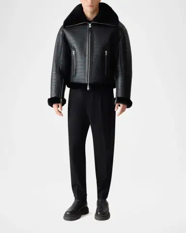 Mackage Men's Memphis Croc-Effect Oversized Shearling Jacket | Thumbnail 6 Mackage Men's Memphis Croc-Effect Oversized Shearling Jacket | Thumbnail 6