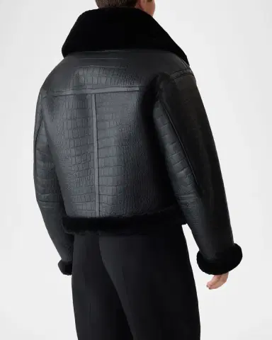 Mackage Men's Memphis Croc-Effect Oversized Shearling Jacket | Thumbnail 7 Mackage Men's Memphis Croc-Effect Oversized Shearling Jacket | Thumbnail 7