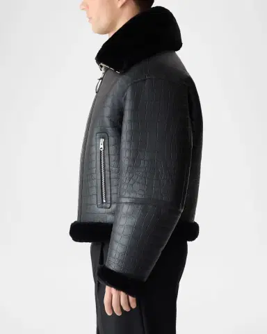Mackage Men's Memphis Croc-Effect Oversized Shearling Jacket | Thumbnail 8 Mackage Men's Memphis Croc-Effect Oversized Shearling Jacket | Thumbnail 8