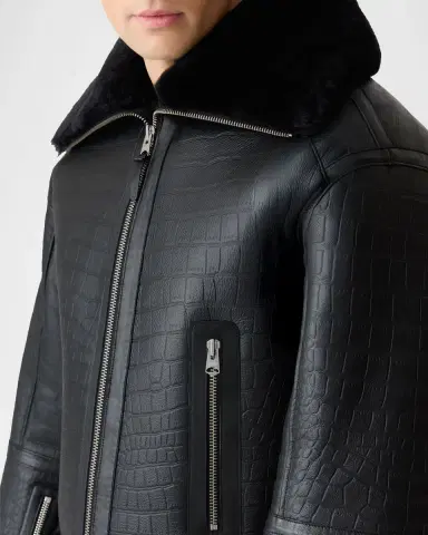 Mackage Men's Memphis Croc-Effect Oversized Shearling Jacket | Thumbnail 9 Mackage Men's Memphis Croc-Effect Oversized Shearling Jacket | Thumbnail 9