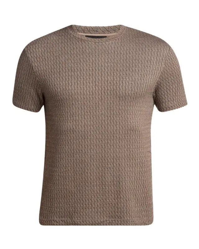 Men's Box-Jacquard Viscose Stretch Crewneck T-Shirt Men's Box-Jacquard Viscose Stretch Crewneck T-Shirt