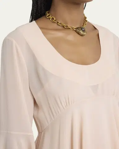 Chloé Silk Georgette Flare-Sleeve Mini Dress | Thumbnail 5 Chloé Silk Georgette Flare-Sleeve Mini Dress | Thumbnail 5
