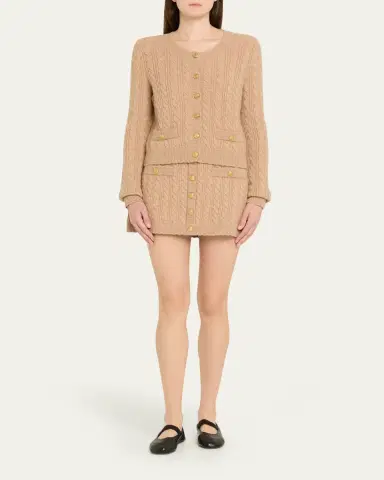 LoveShackFancy Eugenie Cable-Knit Wool Cashmere Cardigan | Thumbnail 2 LoveShackFancy Eugenie Cable-Knit Wool Cashmere Cardigan | Thumbnail 2