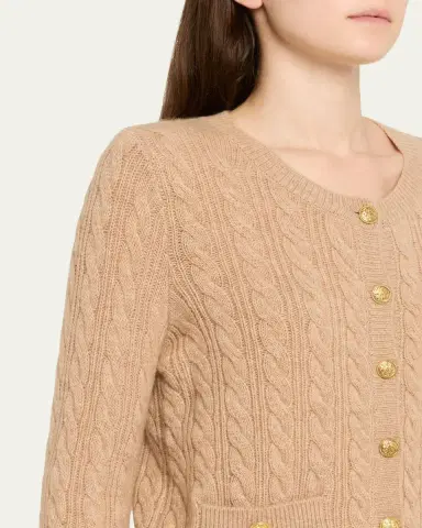 LoveShackFancy Eugenie Cable-Knit Wool Cashmere Cardigan | Thumbnail 5 LoveShackFancy Eugenie Cable-Knit Wool Cashmere Cardigan | Thumbnail 5