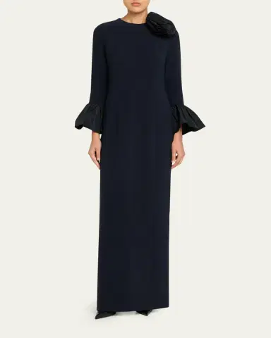 Rickie Freeman for Teri Jon Taffeta-Trim Crepe Column Gown | Thumbnail 2 Rickie Freeman for Teri Jon Taffeta-Trim Crepe Column Gown | Thumbnail 2