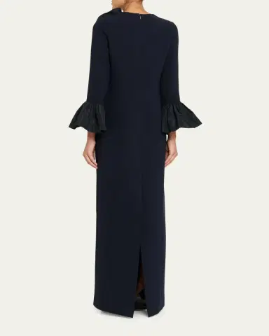 Rickie Freeman for Teri Jon Taffeta-Trim Crepe Column Gown | Thumbnail 3 Rickie Freeman for Teri Jon Taffeta-Trim Crepe Column Gown | Thumbnail 3
