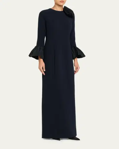 Rickie Freeman for Teri Jon Taffeta-Trim Crepe Column Gown | Thumbnail 4 Rickie Freeman for Teri Jon Taffeta-Trim Crepe Column Gown | Thumbnail 4
