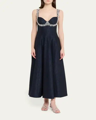 SIMKHAI Charlotte Beaded Floral Jacquard Midi Dress | Thumbnail 2 SIMKHAI Charlotte Beaded Floral Jacquard Midi Dress | Thumbnail 2