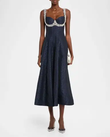 SIMKHAI Charlotte Beaded Floral Jacquard Midi Dress | Thumbnail 11 SIMKHAI Charlotte Beaded Floral Jacquard Midi Dress | Thumbnail 11