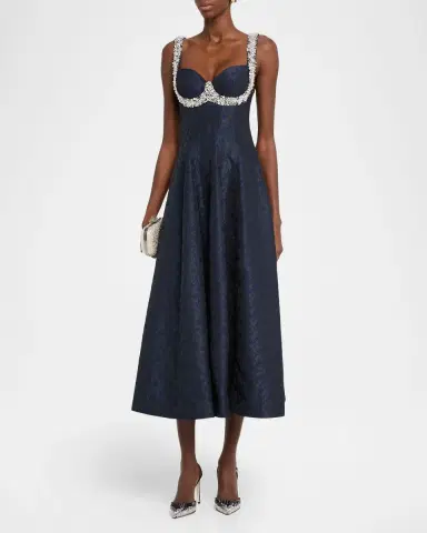 SIMKHAI Charlotte Beaded Floral Jacquard Midi Dress | Thumbnail 13 SIMKHAI Charlotte Beaded Floral Jacquard Midi Dress | Thumbnail 13
