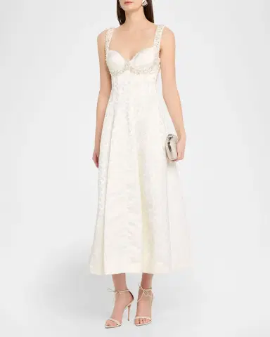 SIMKHAI Charlotte Beaded Floral Jacquard Midi Dress | Thumbnail 17 SIMKHAI Charlotte Beaded Floral Jacquard Midi Dress | Thumbnail 17
