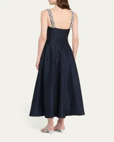 SIMKHAI Charlotte Beaded Floral Jacquard Midi Dress | Thumbnail 3 SIMKHAI Charlotte Beaded Floral Jacquard Midi Dress | Thumbnail 3