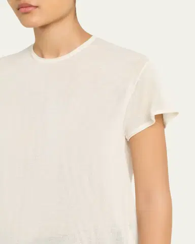 Toteme Short-Sleeved ilk and Cotton T-Shirt | Thumbnail 5 Toteme Short-Sleeved ilk and Cotton T-Shirt | Thumbnail 5
