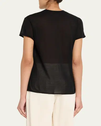 Toteme Short-Sleeved ilk and Cotton T-Shirt | Thumbnail 8 Toteme Short-Sleeved ilk and Cotton T-Shirt | Thumbnail 8