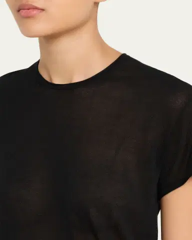 Toteme Short-Sleeved ilk and Cotton T-Shirt | Thumbnail 10 Toteme Short-Sleeved ilk and Cotton T-Shirt | Thumbnail 10