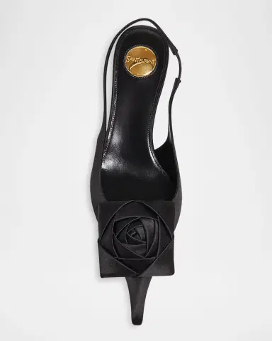Saint Laurent 50mm Dakota Rose Satin Slingback Pumps | Thumbnail 3 Saint Laurent 50mm Dakota Rose Satin Slingback Pumps | Thumbnail 3