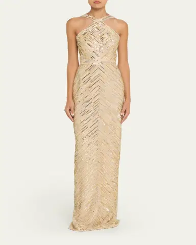 PAMELLA ROLAND Embellished Tulle Halter Gown | Thumbnail 2 PAMELLA ROLAND Embellished Tulle Halter Gown | Thumbnail 2
