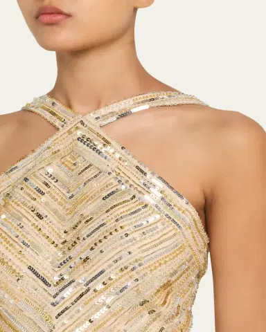 PAMELLA ROLAND Embellished Tulle Halter Gown | Thumbnail 5 PAMELLA ROLAND Embellished Tulle Halter Gown | Thumbnail 5