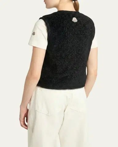 Moncler Mimosas Braided Trim Teddy Down Vest | Thumbnail 3 Moncler Mimosas Braided Trim Teddy Down Vest | Thumbnail 3