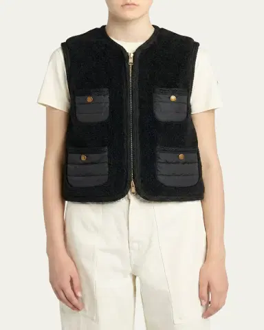 Moncler Mimosas Braided Trim Teddy Down Vest | Thumbnail 4 Moncler Mimosas Braided Trim Teddy Down Vest | Thumbnail 4