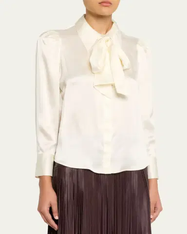 L'Agence Honey Tie-Neck Silk Blouse | Thumbnail 4 L'Agence Honey Tie-Neck Silk Blouse | Thumbnail 4