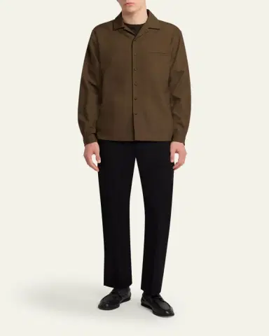 The Row Men's Kanta Wool Notch-Collar Button-Down Shirt | Thumbnail 2 The Row Men's Kanta Wool Notch-Collar Button-Down Shirt | Thumbnail 2