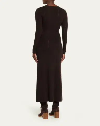 Gabriela Hearst Imagene Ribbed Long-Sleeve Midi Dress With Belt | Thumbnail 3 Gabriela Hearst Imagene Ribbed Long-Sleeve Midi Dress With Belt | Thumbnail 3