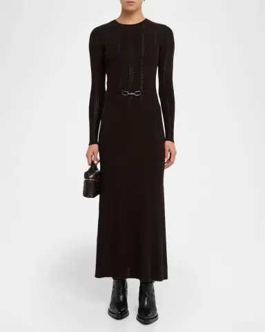 Gabriela Hearst Imagene Ribbed Long-Sleeve Midi Dress With Belt | Thumbnail 6 Gabriela Hearst Imagene Ribbed Long-Sleeve Midi Dress With Belt | Thumbnail 6