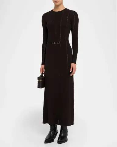 Gabriela Hearst Imagene Ribbed Long-Sleeve Midi Dress With Belt | Thumbnail 8 Gabriela Hearst Imagene Ribbed Long-Sleeve Midi Dress With Belt | Thumbnail 8