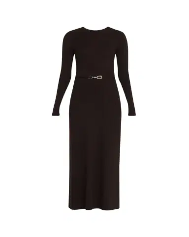 Gabriela Hearst Imagene Ribbed Long-Sleeve Midi Dress With Belt | Thumbnail 1 Gabriela Hearst Imagene Ribbed Long-Sleeve Midi Dress With Belt | Thumbnail 1