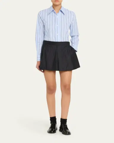WE-AR4 The Jane Pleated Pinstripe Wool Mini Skirt | Thumbnail 2 WE-AR4 The Jane Pleated Pinstripe Wool Mini Skirt | Thumbnail 2