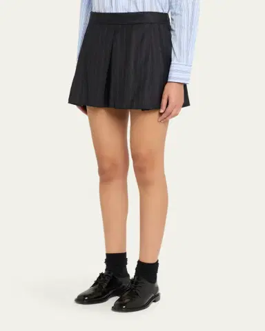 WE-AR4 The Jane Pleated Pinstripe Wool Mini Skirt | Thumbnail 4 WE-AR4 The Jane Pleated Pinstripe Wool Mini Skirt | Thumbnail 4