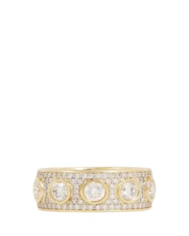 Jamie Wolf 18K Yellow & White Gold Bezel-Set & Pave Diamond Band | Thumbnail 1 Jamie Wolf 18K Yellow & White Gold Bezel-Set & Pave Diamond Band | Thumbnail 1
