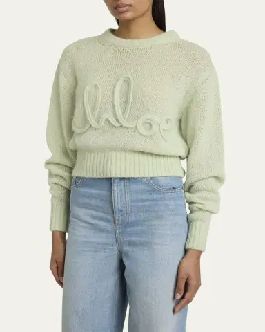 Chloé Logo Embroidered Alpaca Wool Sweater | Thumbnail 4 Chloé Logo Embroidered Alpaca Wool Sweater | Thumbnail 4