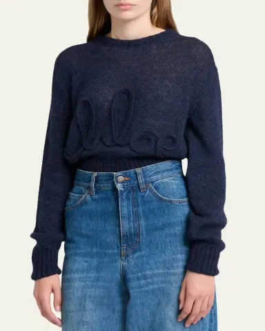 Chloé Logo Embroidered Alpaca Wool Sweater | Thumbnail 8 Chloé Logo Embroidered Alpaca Wool Sweater | Thumbnail 8