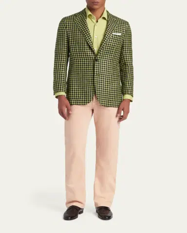 Kiton Men's Gingham Check Single-Breasted Sport Coat | Thumbnail 2 Kiton Men's Gingham Check Single-Breasted Sport Coat | Thumbnail 2