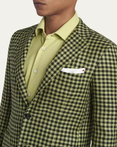 Kiton Men's Gingham Check Single-Breasted Sport Coat | Thumbnail 5 Kiton Men's Gingham Check Single-Breasted Sport Coat | Thumbnail 5