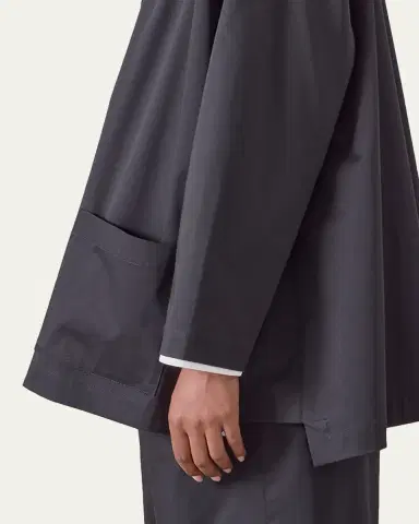 Eskandar Slim A-Line Double Stand-Collar Shirt With Stepped Insert (Long Length) | Thumbnail 5 Eskandar Slim A-Line Double Stand-Collar Shirt With Stepped Insert (Long Length) | Thumbnail 5