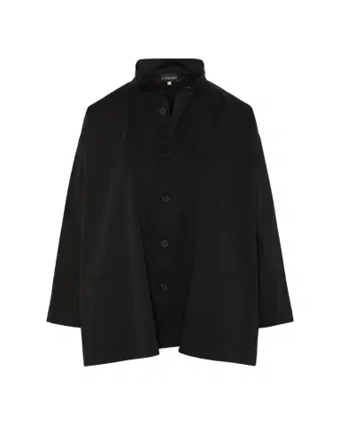 Eskandar Slim A-Line Double Stand-Collar Shirt With Stepped Insert (Long Length) | Thumbnail 1 Eskandar Slim A-Line Double Stand-Collar Shirt With Stepped Insert (Long Length) | Thumbnail 1