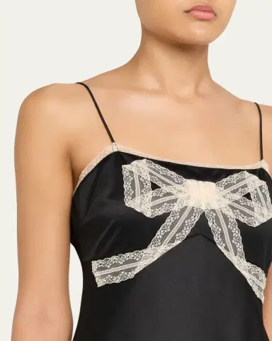 LoveShackFancy Isolie Lace Bow Crepe Midi Dress | Thumbnail 5 LoveShackFancy Isolie Lace Bow Crepe Midi Dress | Thumbnail 5