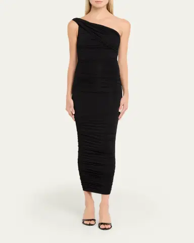 L'AGENCE Cheryl Shirred Midi Dress | Thumbnail 2 L'AGENCE Cheryl Shirred Midi Dress | Thumbnail 2