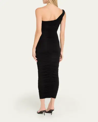 L'AGENCE Cheryl Shirred Midi Dress | Thumbnail 3 L'AGENCE Cheryl Shirred Midi Dress | Thumbnail 3