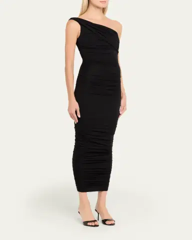 L'AGENCE Cheryl Shirred Midi Dress | Thumbnail 4 L'AGENCE Cheryl Shirred Midi Dress | Thumbnail 4