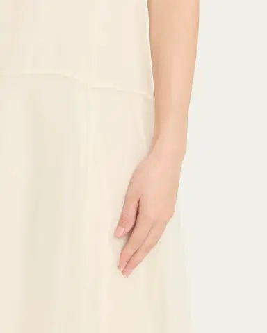 Brunello Cucinelli Crispy Silk Chiffon Drop-Waist Sleeveless Maxi Dress | Thumbnail 5 Brunello Cucinelli Crispy Silk Chiffon Drop-Waist Sleeveless Maxi Dress | Thumbnail 5