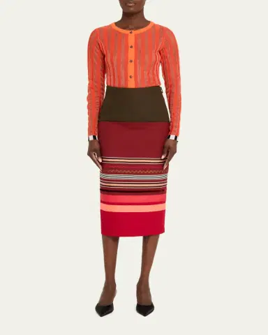 Christopher John Rogers Embroidered Colorblock Midi Pencil Skirt | Thumbnail 2 Christopher John Rogers Embroidered Colorblock Midi Pencil Skirt | Thumbnail 2