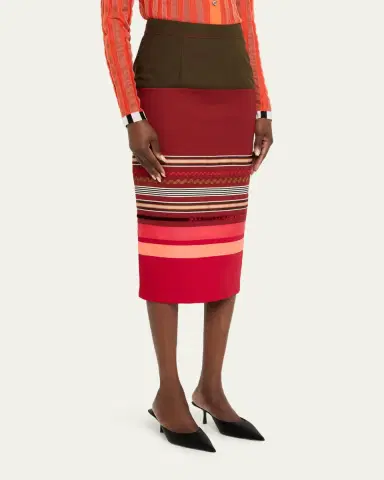 Christopher John Rogers Embroidered Colorblock Midi Pencil Skirt | Thumbnail 4 Christopher John Rogers Embroidered Colorblock Midi Pencil Skirt | Thumbnail 4