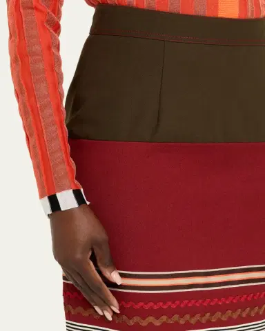 Christopher John Rogers Embroidered Colorblock Midi Pencil Skirt | Thumbnail 5 Christopher John Rogers Embroidered Colorblock Midi Pencil Skirt | Thumbnail 5