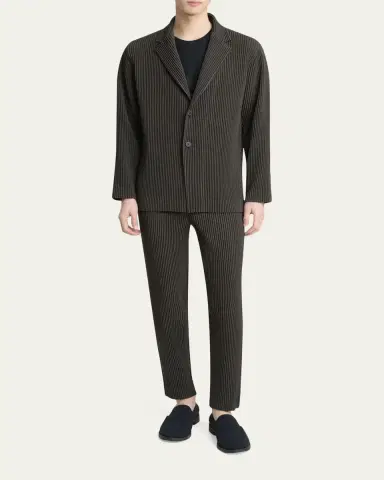 Homme Plissé Issey Miyake Men's Wool Like Light Pleated Single-Breasted Blazer | Thumbnail 2 Homme Plissé Issey Miyake Men's Wool Like Light Pleated Single-Breasted Blazer | Thumbnail 2