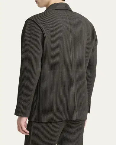 Homme Plissé Issey Miyake Men's Wool Like Light Pleated Single-Breasted Blazer | Thumbnail 3 Homme Plissé Issey Miyake Men's Wool Like Light Pleated Single-Breasted Blazer | Thumbnail 3